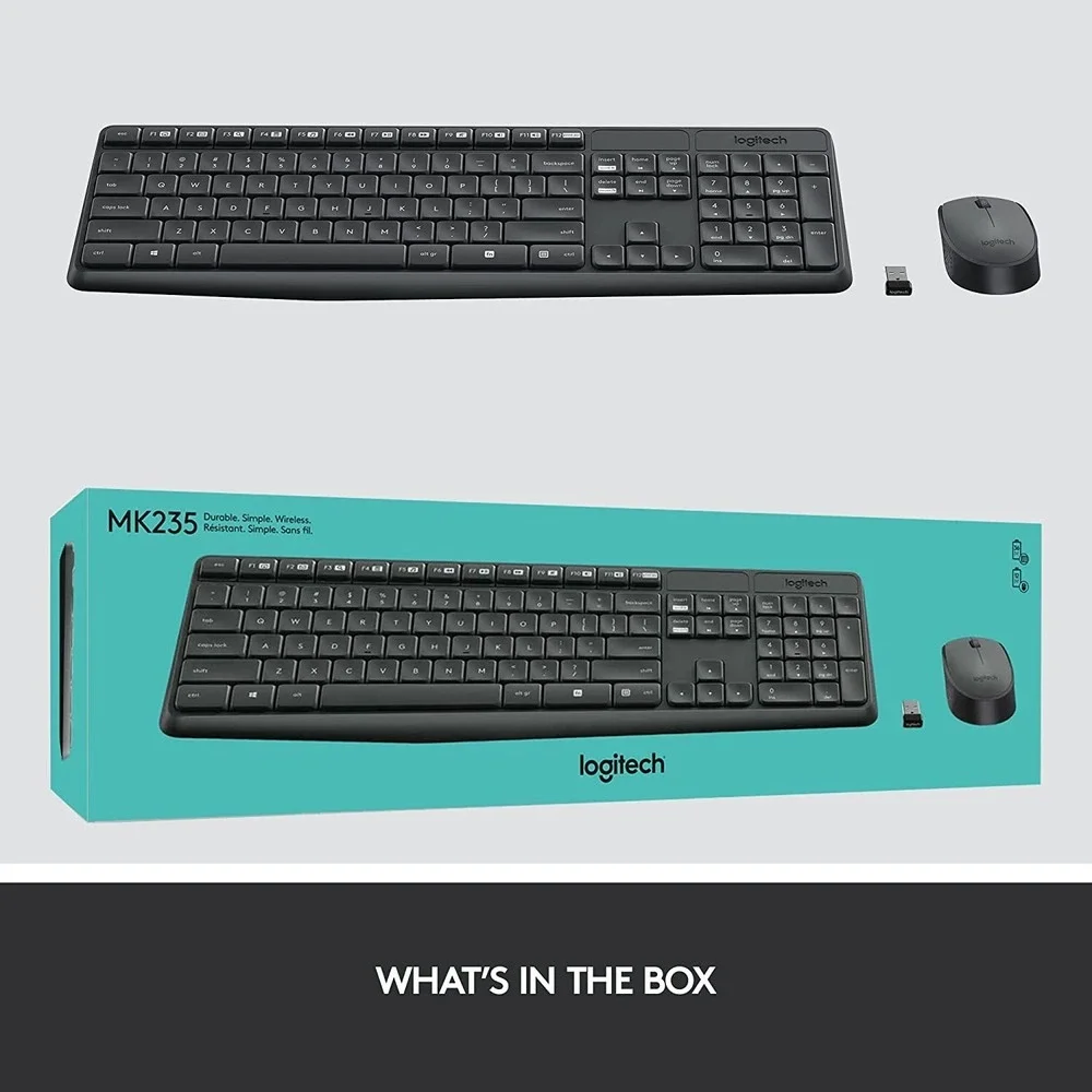 Logitech MK235 2.4 GHz Wireless Keyboard and Mouse Combo 15 FN Keys (920-007897)